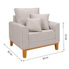 Poltrona Cadeira Decorativa Beny Base Madeira Linho Cru