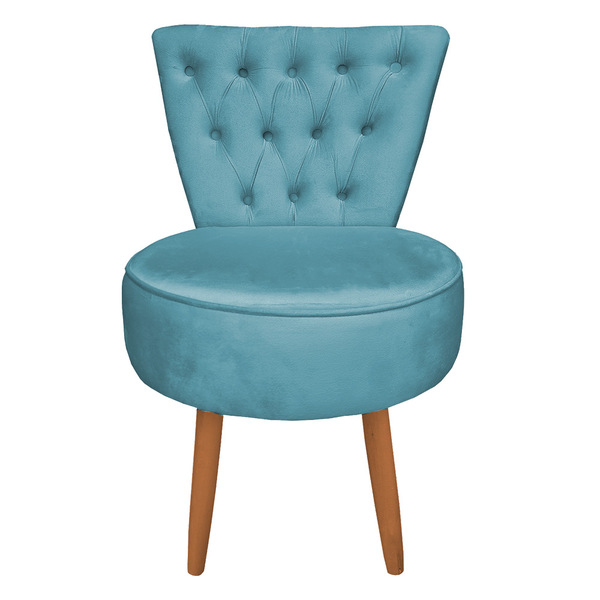 Poltrona Cadeira Decorativa Capitonê Elegância Veludo Azul Tu