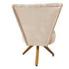 Poltrona Cadeira Decorativa Capitonê Elegância Veludo Bege Ba