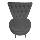 Poltrona Cadeira Decorativa Capitonê Elegância Veludo Grafite