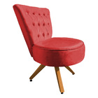Poltrona Cadeira Decorativa Capitonê Elegância Veludo Vermelh
