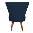 Poltrona Cadeira Decorativa Costurada Elegância Veludo Azul M