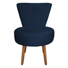 Poltrona Cadeira Decorativa Costurada Elegância Veludo Azul M