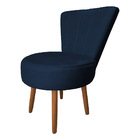 Poltrona Cadeira Decorativa Costurada Elegância Veludo Azul M