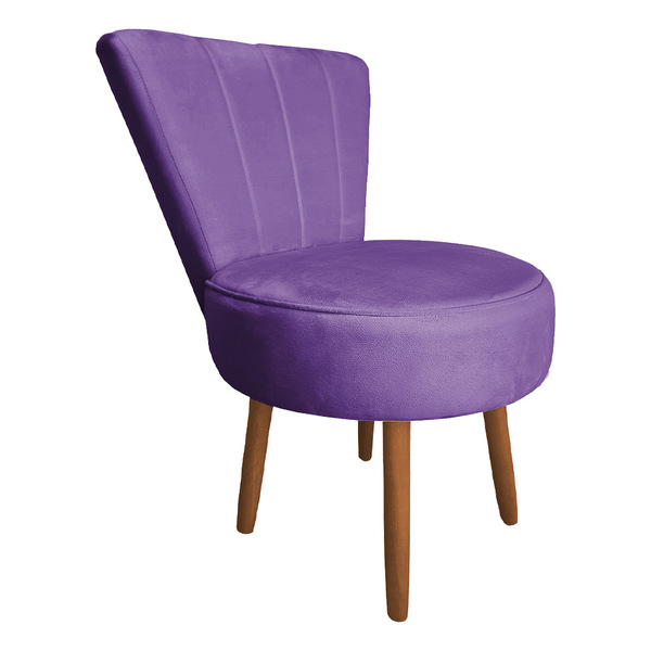 Poltrona Cadeira Decorativa Costurada Elegância Veludo Roxo P