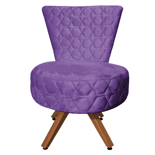 Poltrona Cadeira Decorativa Matelassê Elegância Veludo Roxo B