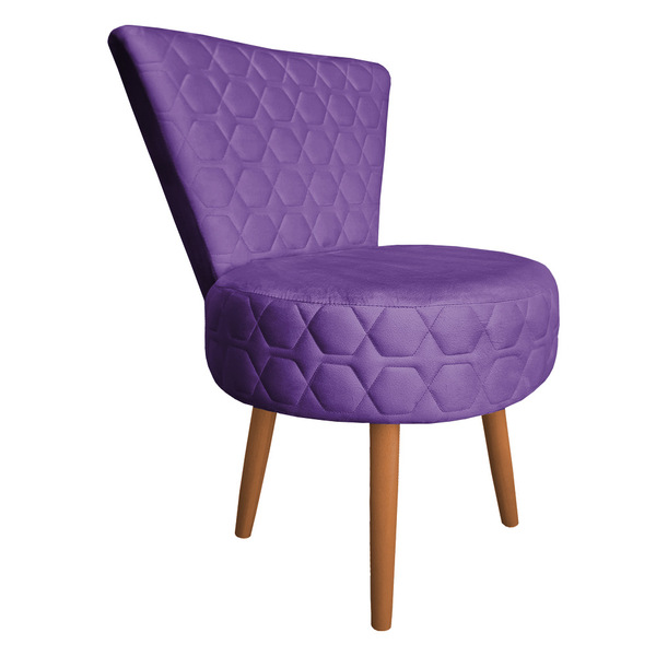 Poltrona Cadeira Decorativa Matelassê Elegância Veludo Roxo P