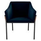 Poltrona Cadeira Decorativa Pés De Ferro Malta Matrix Azul