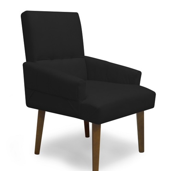 Poltrona Cadeira Decorativa Sala De Jantar Itália Suede Preto