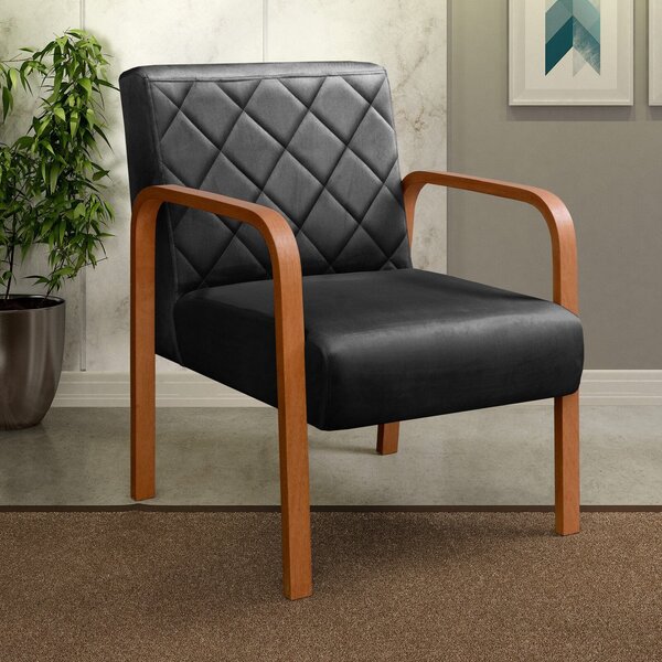 Poltrona Cadeira Decorativa Sala, Recepção Lara Preto