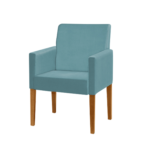 Poltrona Cadeira Decorativa Tulipa Estofada Sued Azul Claro