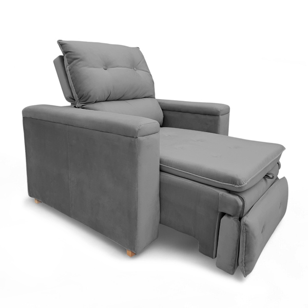 Poltrona Cadeira Do Papai Reclinável Retrátil Onix Suede Cinz
