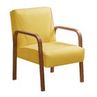 Poltrona Cadeira Moderna Braço Madeira Anita Amarelo