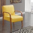 Poltrona Cadeira Moderna Braço Madeira Anita Amarelo