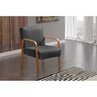 Poltrona Cadeira Moderna Braço Madeira Anita Cinza Grafite