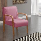 Poltrona Cadeira Moderna Braço Madeira Anita Rosa