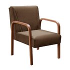 Poltrona Cadeira Moderna Braço Madeira Anita Veludo Marrom