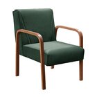 Poltrona Cadeira Moderna Braço Madeira Anita Veludo Verde