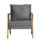 Poltrona Cadeira Mona Luxo Linho Cinza