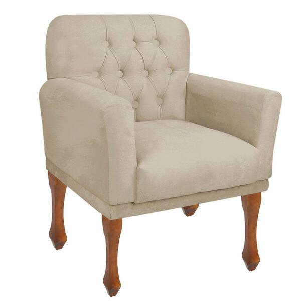 Poltrona Cadeira Para Sala Quarto Decoração Suedeee Bege