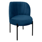 Poltrona Califórnia Veludo Azul Marinho Base De Ferro Preto -