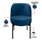 Poltrona Califórnia Veludo Azul Marinho Base De Ferro Preto -