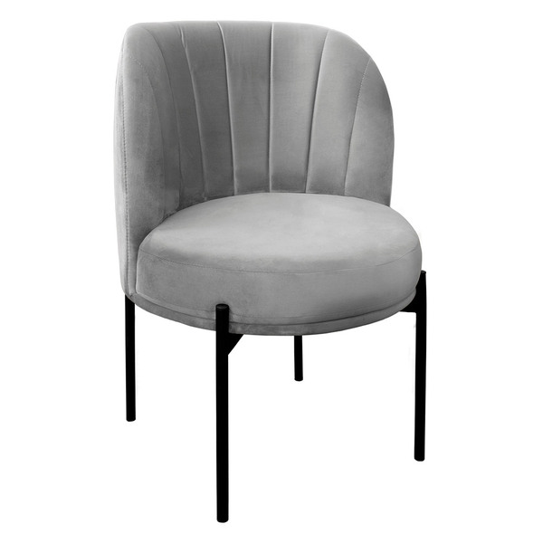 Poltrona Califórnia Veludo Cinza Base De Ferro Preto - D'rossi