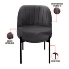 Poltrona Califórnia Veludo Grafite Base De Ferro Preto - D'ro