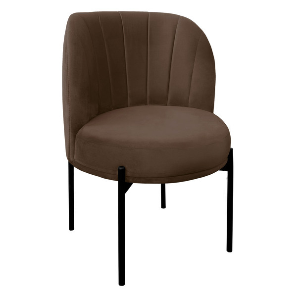 Poltrona Califórnia Veludo Marrom Base De Ferro Preto - D'ros