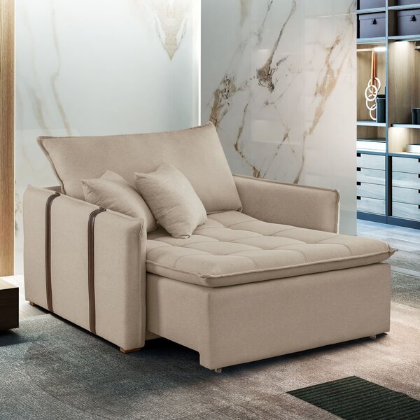 Poltrona Cama 110cm Detroid Yescasa Linho  Cru