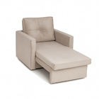 Poltrona Cama Assento Dobrável Estofada Veludo Bege