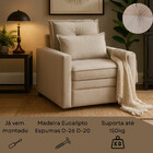 Poltrona Cama Assento Dobrável Estofada Veludo Bege