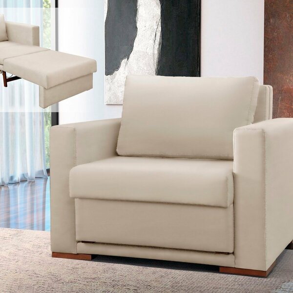 Poltrona Cama Hermes Luxo Moderno Bege Claro