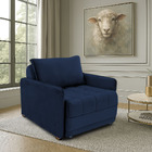 Poltrona Cama Reclinável Retrátil Viena Veludo Azul Escuro -