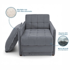 Poltrona Cama Reclinável Retrátil Viena Veludo Cinza Grafite