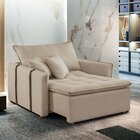 Poltrona Cama Retrátil 110cm Em Linho Cru Detroid Yescasa Cru