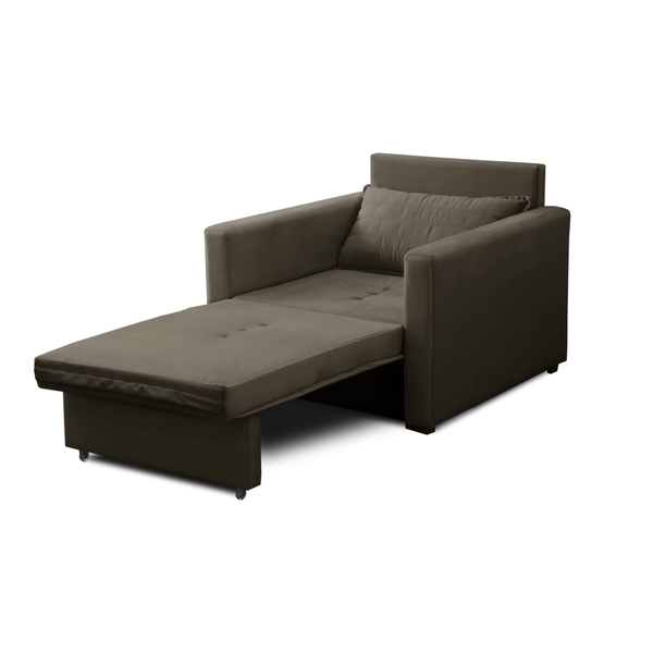 Poltrona Cama Retrátil 1 Lugar Cancún Tecido Veludo Marrom Is