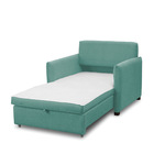 Poltrona Cama Retrátil Solteiro Com Rodízio Cloe Bouclê Azul