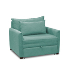 Poltrona Cama Retrátil Solteiro Com Rodízio Cloe Bouclê Azul