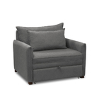 Poltrona Cama Retrátil Solteiro Com Rodízio Cloe Bouclê Cinza