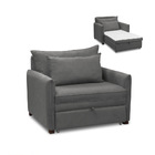 Poltrona Cama Retrátil Solteiro Com Rodízio Cloe Bouclê Cinza