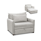 Poltrona Cama Retrátil Solteiro Com Rodízio Cloe Bouclê Cinza