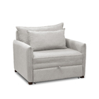 Poltrona Cama Retrátil Solteiro Com Rodízio Cloe Bouclê Cinza