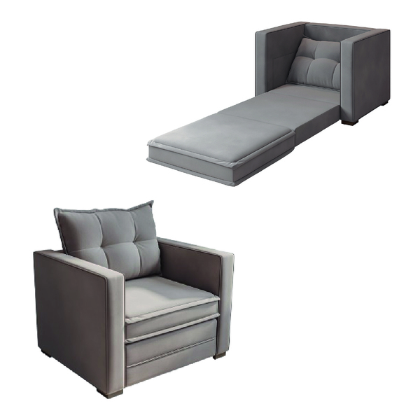 Poltrona Cama Solteiro 1 Lugar Londres Veludo Castor Bexs