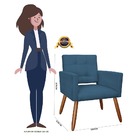 Poltrona Camila Pés Palito Suede Azul Marinho - Vallisa Decor