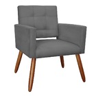 Poltrona Camila Pés Palito Suede Cinza - Vallisa Decor