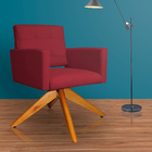 Poltrona Carina Pés Giratório Madeira Suede Escolha Sua Cor -