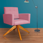 Poltrona Carina Pés Giratório Madeira Suede Escolha Sua Cor -