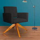 Poltrona Carina Pés Giratório Madeira Suede Escolha Sua Cor -