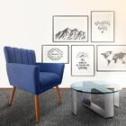 Poltrona Cecília Decorativa Recepção Escritório Azul